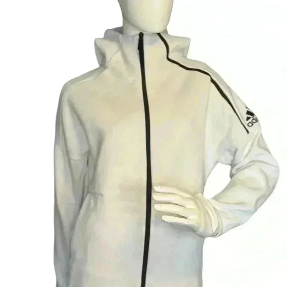 Adidas Women’s ZNE Jacket With Thumb Holes In White Color. - Picture 3 of 14